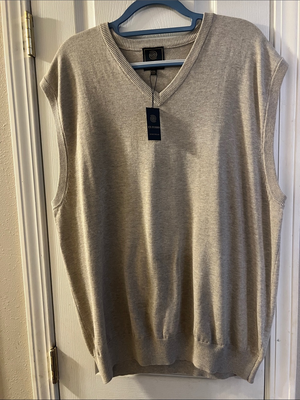 Men's V-Neck Sweater Vest in Beige -